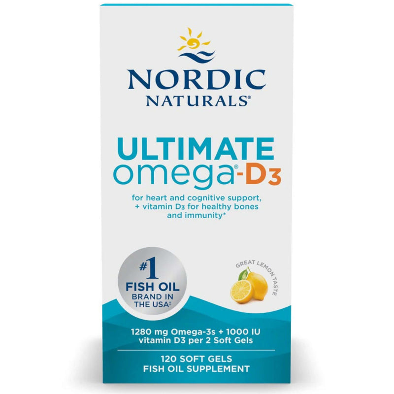 Nordic Naturals Ultimate Omega-D3 Fish Oil – 1280 mg – Lemon – 120 Softgels