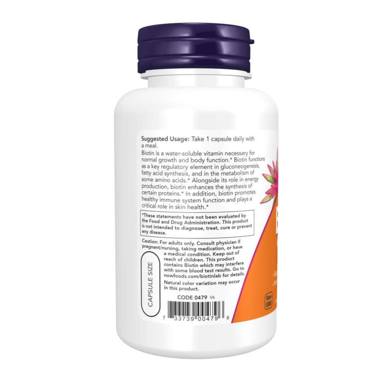 NOW Foods Biotin 10 mg Extra Strength – 120 Veg Capsules