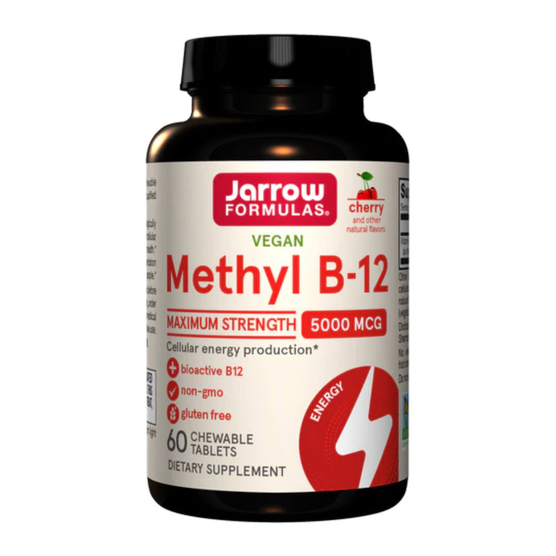 Jarrow Formulas Methyl B-12 – 5000 mcg (Cherry) – 60 Vegan Chewable Tablets
