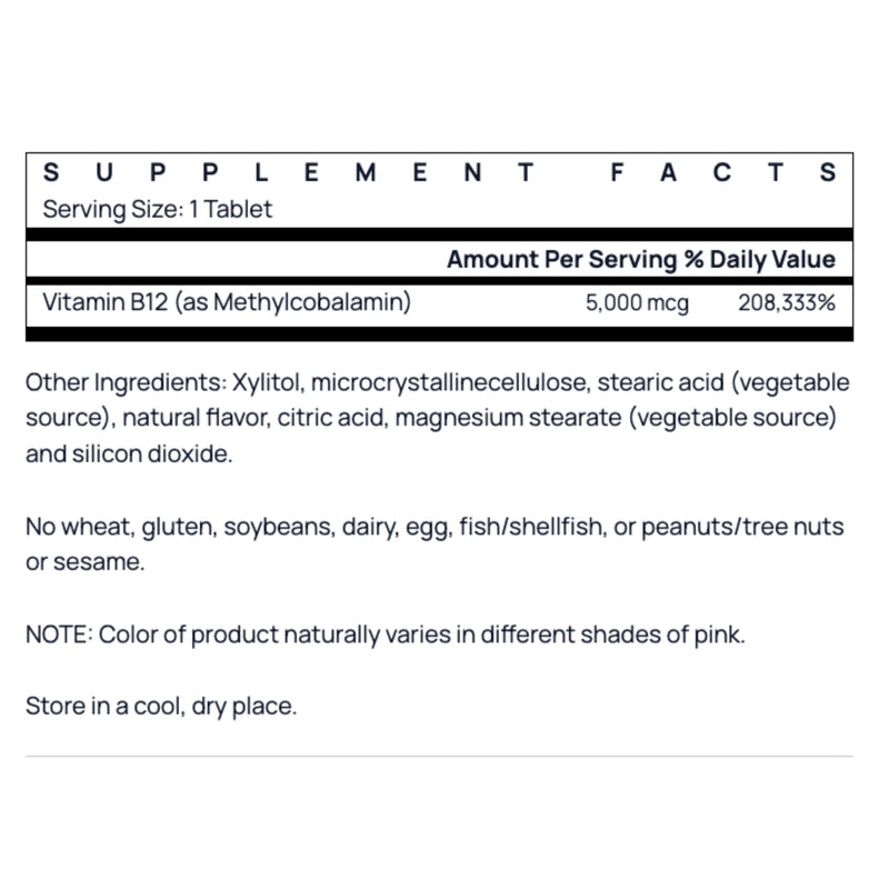Jarrow Formulas Methyl B-12 – 5000 mcg (Cherry) – 60 Vegan Chewable Tablets