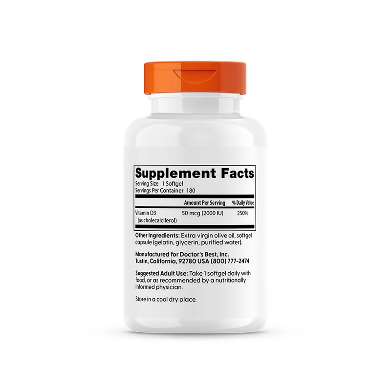 Doctor's Best - Vitamin D3, 2000 IU - 180 softgels