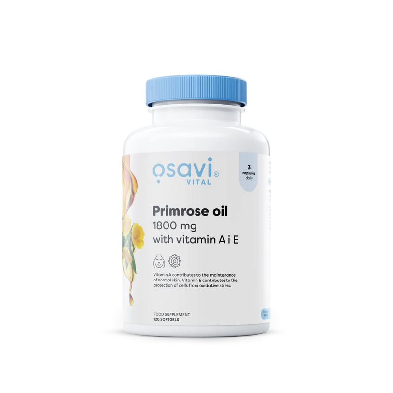 Osavi - Aceite de onagra con vitaminas A y E, 1800 mg - 60 cápsulas blandas