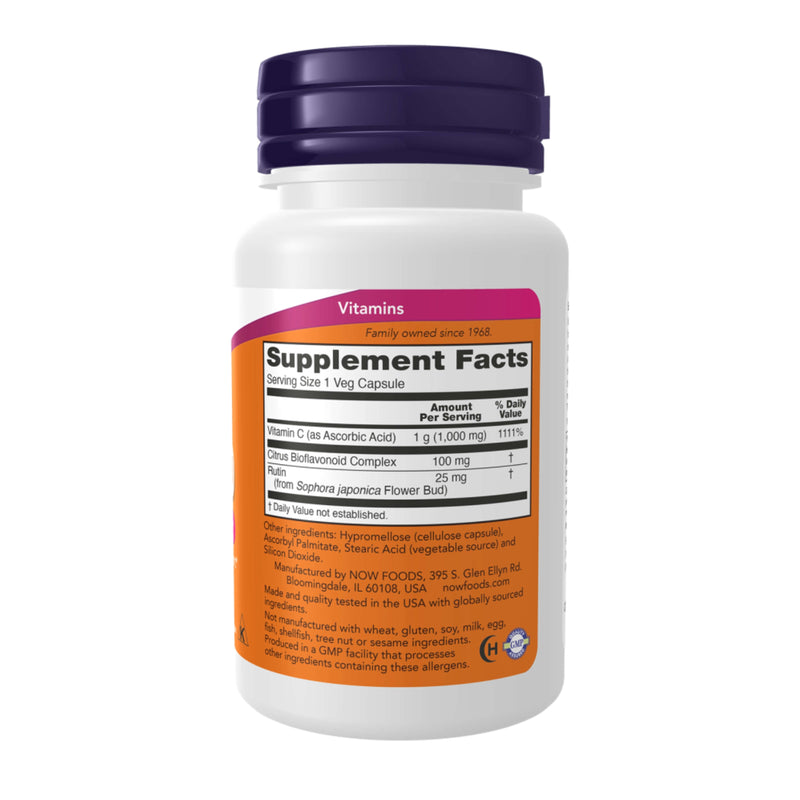 NOW Foods Vitamin C-1000 with 100mg Bioflavonoids – 100 Veg Capsules
