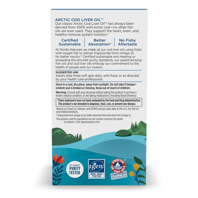 Nordic Naturals - Arctic Cod Liver Oil 750mg Lemon - 180 softgels