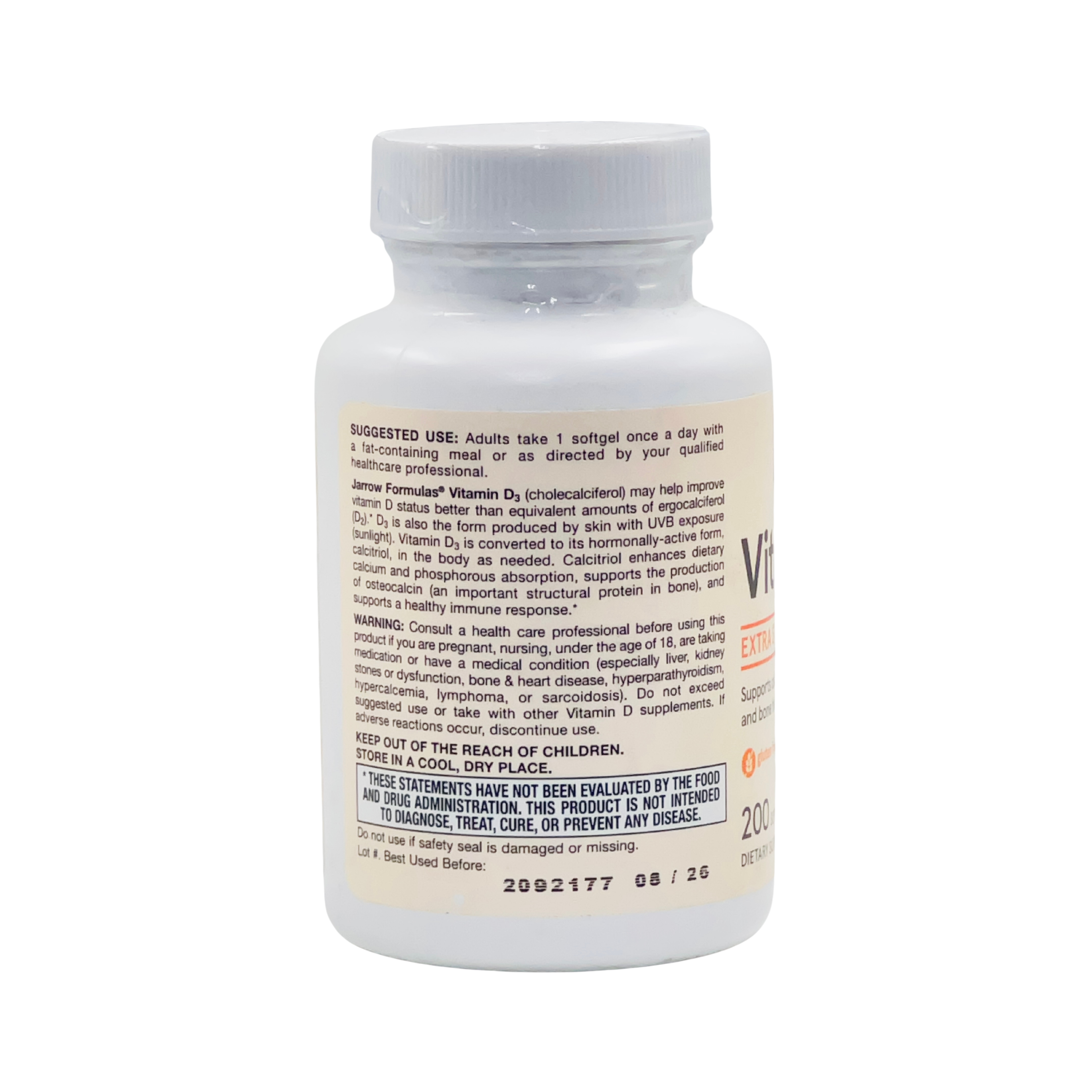 Jarrow Formulas - Vitamin D3, 1000 IU - 200 softgels